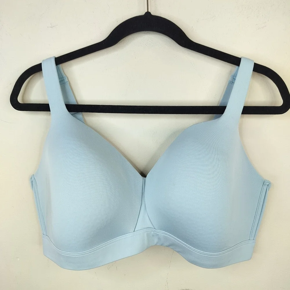 Duluth Trading Co Wireless Bra Womens 40DD Molded Cup Light Blue Comfort